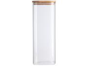 Pote de Mantimentos Quadrado Flat 1900ml Tampa Bambu - Oikos