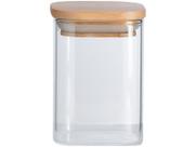 Pote de Mantimentos Quadrado Flat 200ml Tampa Bambu - Oikos