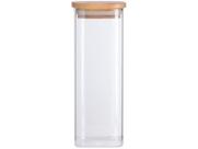 Pote de Mantimentos Quadrado Flat 400ml Tampa Bambu - Oikos