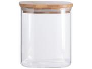 Pote de Mantimentos Quadrado Flat 800ml Tampa Bambu - Oikos 800ml