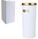 Pote de metal redondo branco para mantimentos macarrao / pasta com tampa dourada 2,3l Pote de metal redondo branco para mantimentos macarrao / pasta com tampa dourada 2,3l