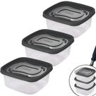 Pote de plástico Clic quadrado 1,6 litros com 3 unidades Plasutil ref.13874
