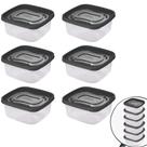 Pote de plástico Clic quadrado 1,6 litros com 6 unidades Plasutil ref.13874 Pote de plástico Clic quadrado 1,6 litros com 6 unidades Plasutil ref.13874