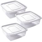 Pote de plástico Clic quadrado 6,6 litros branco 3 unidades Plasutil ref.2417