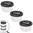 Pote de plástico Clic rosca 2 litros preto com 3 unidades Plasutil ref.13894