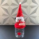 Pote de plástico de Natal decorado com boneco de neve vermelho decorativo para presente lembrancinha amigo secreto potes