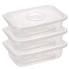 Pote de plástico Pop retangular 2,7 litros incolor com 3 unidades Plasutil ref.5775