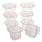 Pote de plástico porta tempero Pop quadrado com 8 unidades de 70ml incolor Plasutil ref.5968