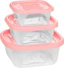 Pote de Plastico Quadrado com Tampa Colors 3 Pecas Pmg (230 390 690ml) - Jaguar