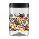 Pote De Plástico Redondo Mix Cats C Tampa 1500ml Cor Preto
