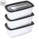 Pote de plástico retangular 3 litros Clic com 3 unidades Plasutil ref.13859