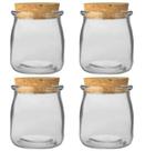 Pote de Temperos Condimentos Cozinha 4 UNIDADES 200ML Vidro Com Tampa Rústica de Cortiça