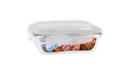 Pote de Vidro 1040ml Hermético Retangular Marmita Tampa Com 4 Travas