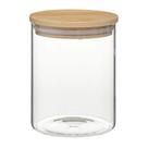 Pote de vidro 1l com tampa em bambu e vedação de silicone