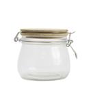 pote de vidro 450ml com tampa de bambu e trava - Mozcada
