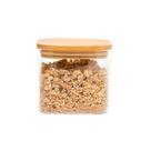 Pote de vidro 600ml com tampa de bambu hermético quadrado - Tüd