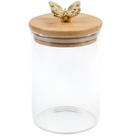Pote de Vidro 650ml com Tampa de Bambu Borboleta