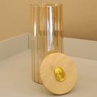 Pote de Vidro âmbar Hermético com Tampa de Bambu e Argola Dourada Porta Mantimentos tamanho G 1050ML