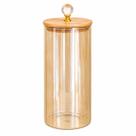Pote de Vidro Âmbar Liso 1,3L com Tampa de Bambu Hermético Porta Mantimentos para Cozinha