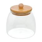 Pote de Vidro Bolinha 750ml com Tampa de Bambu Hermético Porta Mantimentos para Armazenamento