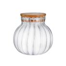 Pote de Vidro Borossilicato Canelado Transp.c/Tampa Bambu 500ml