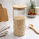 Pote de Vidro Borossilicato com Tampa de Bambu 1800 ml Recipiente Hermético para Armazenamento de Alimentos