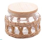 Pote de vidro borossilicato com tampa em madeira sisal 350ml - WOLFF