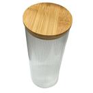 Pote de Vidro Borossilicato Listrado 1,8L Tampa de Bambu Hermético Organizador de Alimentos Cozinha Resistente Durável