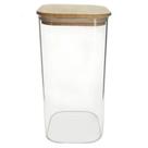 Pote De Vidro Borossilicato Quadrado Tampa De Bambu 1500 ml - Mimo Style