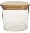 Pote De Vidro Borossilicato Quadrado Tampa De Bambu 650 ml - Mimo Style