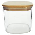 Pote De Vidro Borossilicato Quadrado Tampa De Bambu 800 ml - Mimo Style