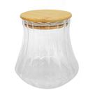 Pote de Vidro Canelado com Tampa de Bambu Hermético 700ml Pote de Vidro Canelado com Tampa de Bambu Hermético 700ml