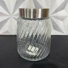 Pote de vidro canelado com tampa de inox para mantimentos alimentos de cozinha decorativo 1,2 litro café açúcar biscoito Pote de vidro canelado com tampa de inox para mantimentos alimentos de cozinha decorativo 1,2 litro café açúcar biscoito