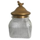 Pote de Vidro Canelado com Tampa Vidro Dourado 15.5x26.5cm Btc