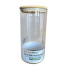 Pote de Vidro Circular Hermético Multiuso com Tampa de Bambu 1200ml, Ideal para Armazenamento e Conservação