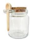 Pote de Vidro com Colher de Madeira e Tampa Rolha de Cortiça