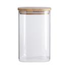 Pote de Vidro com Tampa de Bambu Oikos 1,1L Hermético Quadrado Pote de Vidro com Tampa de Bambu Oikos 1,1L Hermético Quadrado