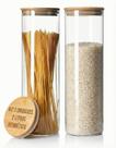 Pote De Vidro Com Tampa De Bambu Pote Hermético Bambu Pote Hermetico Tampa de Bambu Pote com Tampa de Bambu