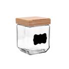 Pote de vidro com tampa de pinus e adesivo customizavel preto 1,2l Pote de vidro com tampa de pinus e adesivo customizavel preto 1,2l
