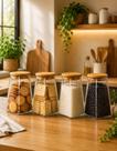 Pote de Vidro com Tampa hermético conservação de alimentos organizador para biscoitos mantimentos KIT COM 4