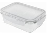Pote de Vidro com Tampa Transparente Retangular Raso - 330ml