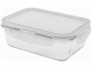 Pote de Vidro com Tampa Transparente Retangular Raso - 840ml