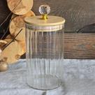 Pote De Vidro cristal canelado transparente 750ml Cozinha Tampa Bambu Porta Tempero armazenamento