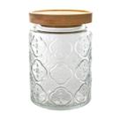 Pote De Vidro Flores Hermético 770ml Com Tampa De Bambu Luxo