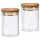 Pote De Vidro Hermético 1000ml 2 Unidade Tampa Bambu Vedação
