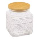 Pote De Vidro Hermético 600ml Com Tampa De Bambu Elegante