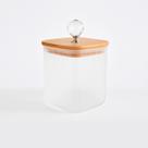 Pote De Vidro Hermético 700ml Tampa De Bambu Puxado Cristal Pote De Vidro Hermético 700ml Tampa De Bambu Puxado Cristal