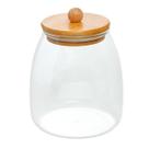 Pote de Vidro Hermético Bolinha 1L com Tampa de Bambu Transparente Porta Mantimentos