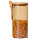 Pote de Vidro Hermético Borossilicato Redondo Âmbar C/Colher 1300ml Mantimentos Grãos Decoração Cozinha