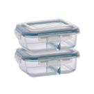 Pote de Vidro Hermético Com Divisoria 640ml Marmita 2 Unidades